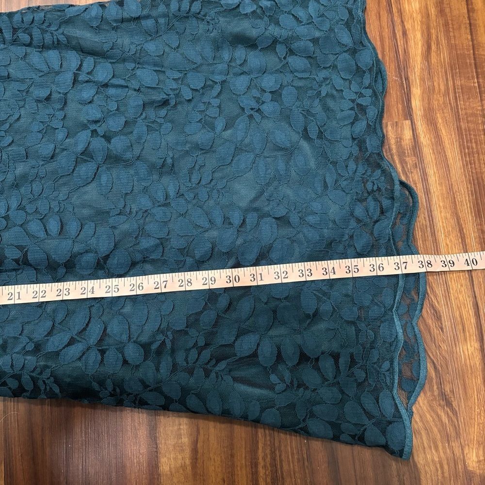 Garnet Hill Sz 10 Dark Teal Boheme Easy Lace Dress 3/4 Sleeve Tie Neck - Picture 7 of 8